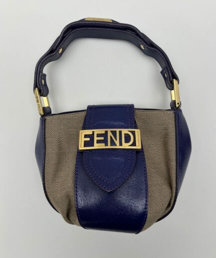 Fendi Mini Bag FF Vintage pelle viola e tessuto monogram