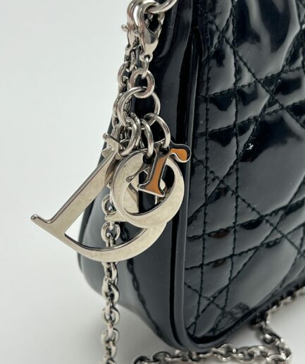 Dior Lady Dior Pochette 2009 pelle verniciata nera motivo Cannage