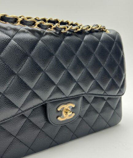 Chanel Timeless Jumbo 2020 pelle caviar nera hardware oro