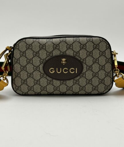 Gucci Neo Vintage Tracolla tela GG con tracolla verde e rosso