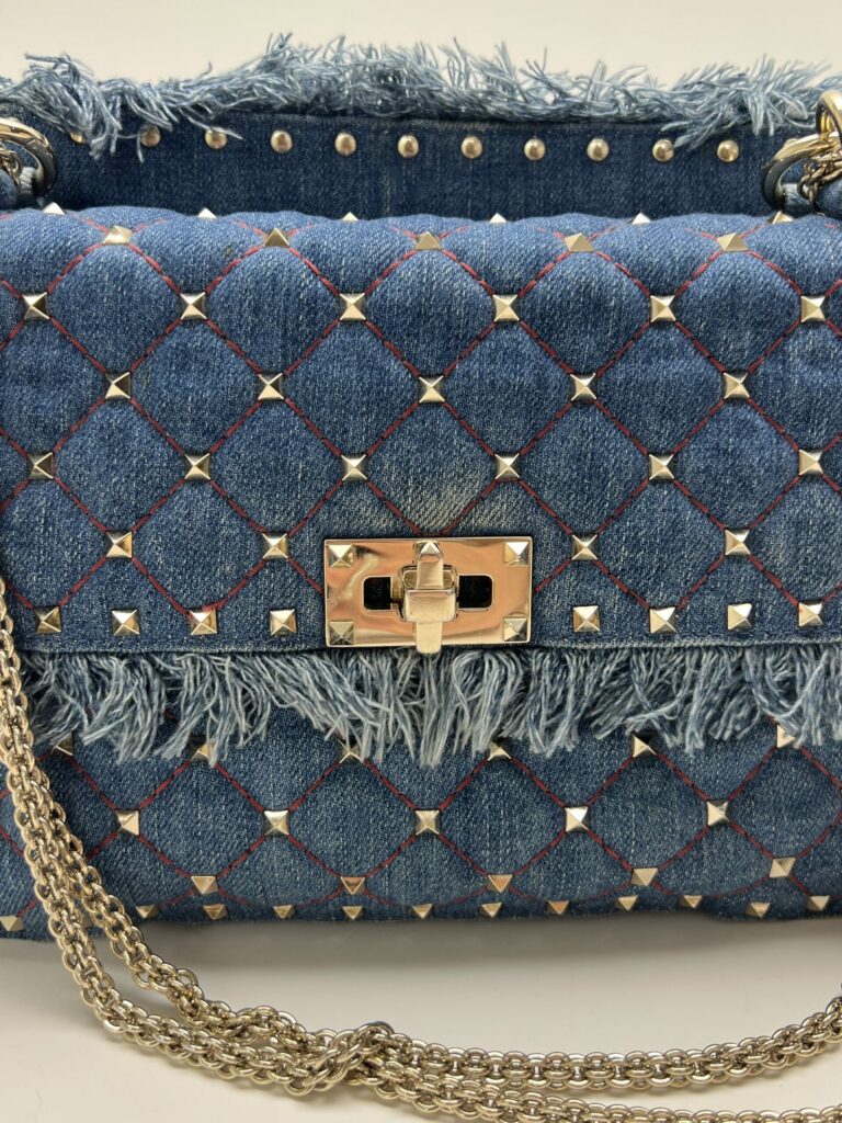 tessuto denim trapuntato Valentino Garavani Rockstud Spike Denim