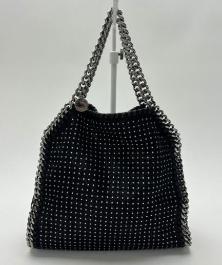 Stella McCartney Falabella Mini Tote nera con borchie e catena argentata