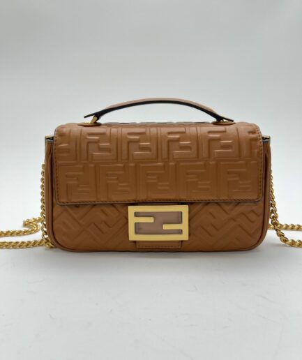 Fendi Baguette Chain Midi marrone nappa FF