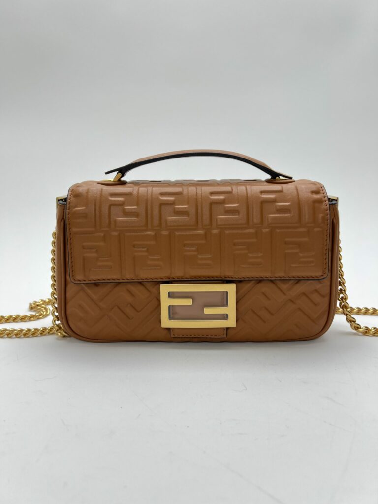 Fendi Baguette Chain Midi marrone nappa FF