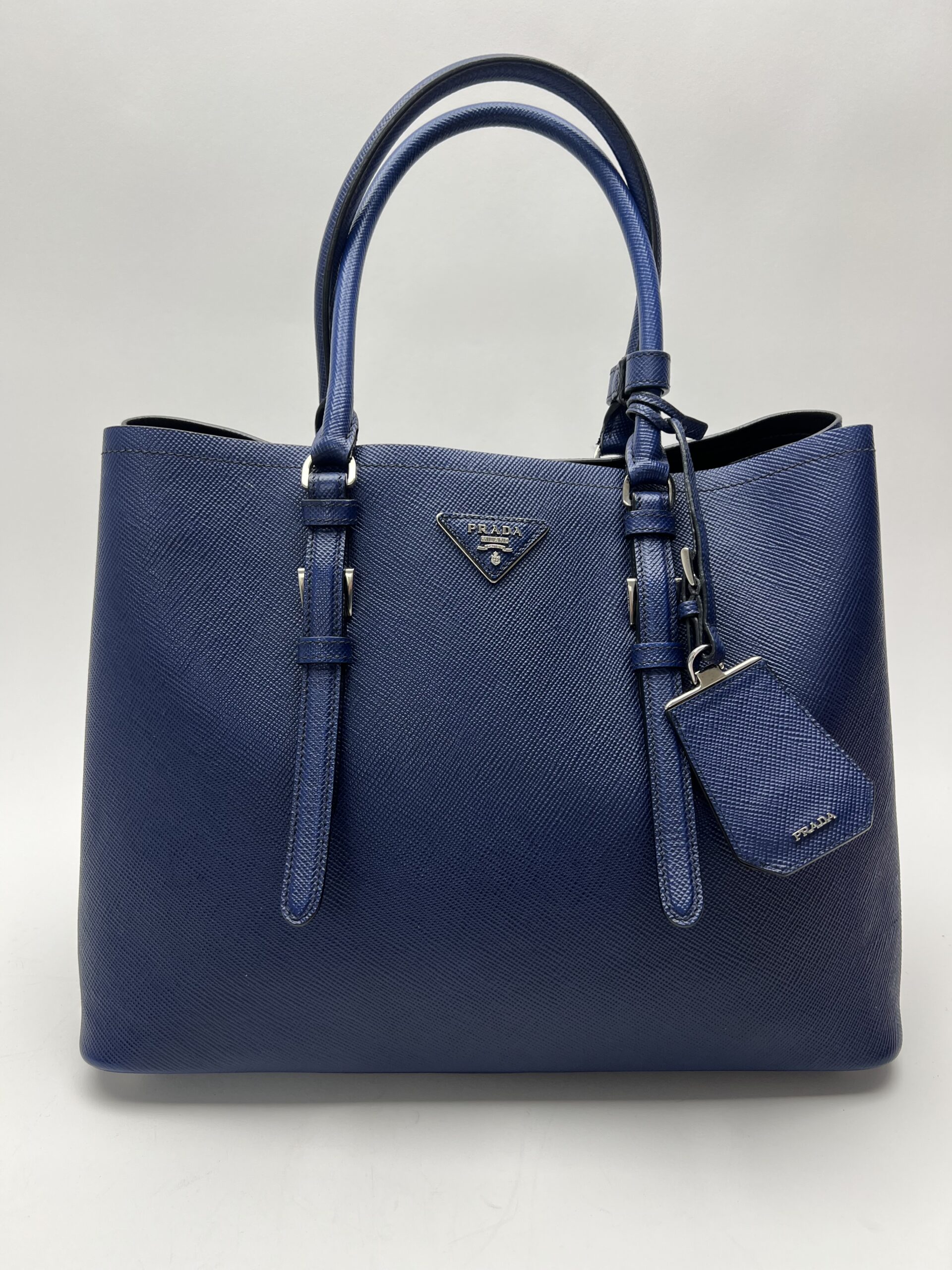IMG_0809 Prada Double Saffiano Blu borsa luxury second hand