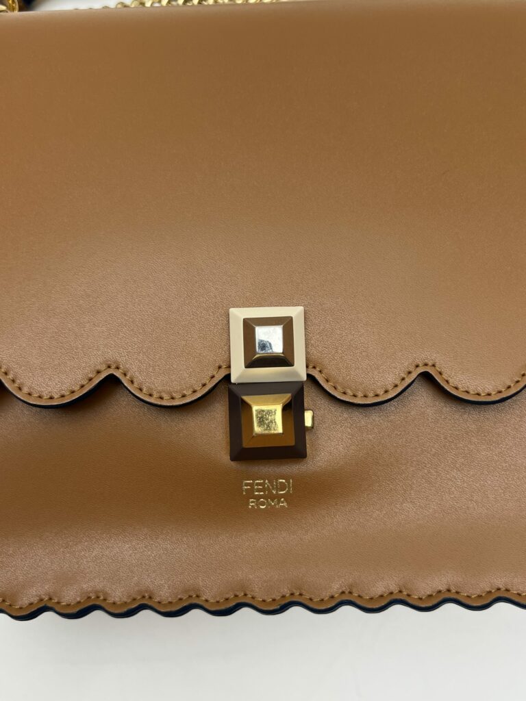 dettaglio pelle Fendi Kan I Marrone